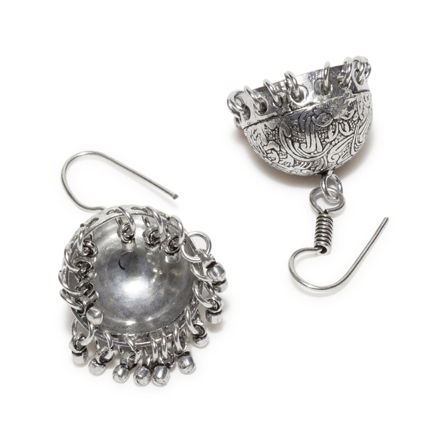 Antique Cone German Silver Earrings - German Silver Cone Shape Small Jhumka  Earring Design 53